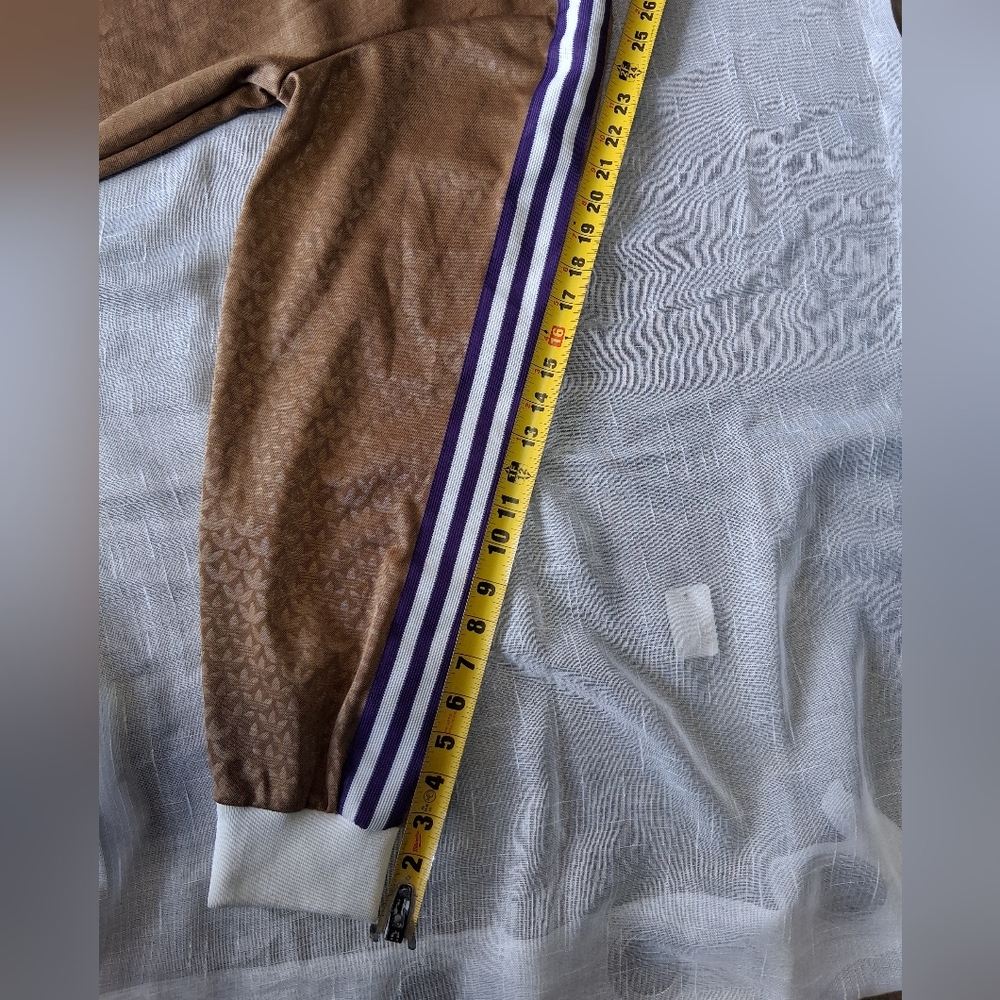 Adidas Tan V-Neck Shirt with Purple Stripes - Picture 6 of 8